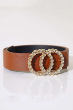Ceinture à double boucle en pierre beige