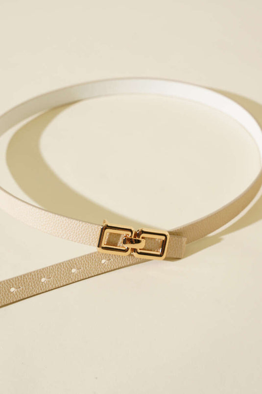 Ceinture beige à double boucle carrée