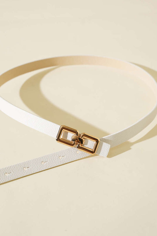 Double Square Buckle Belt White