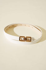 Ceinture À Boucle Carrée Double Blanche
