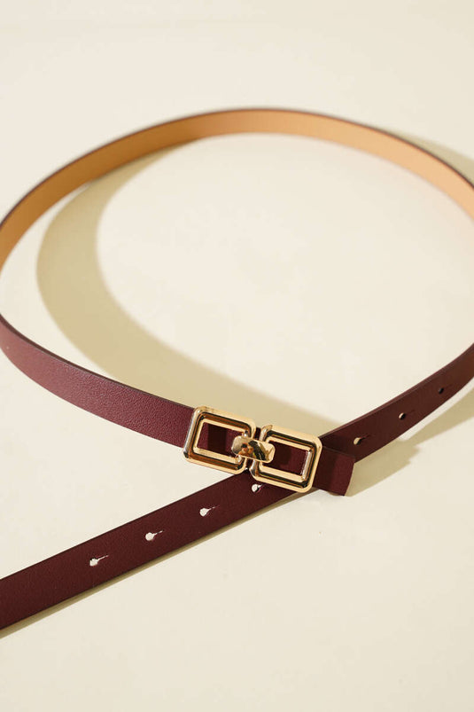 Double Square Buckle Belt Burgundy