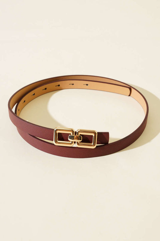 Double Square Buckle Belt Burgundy