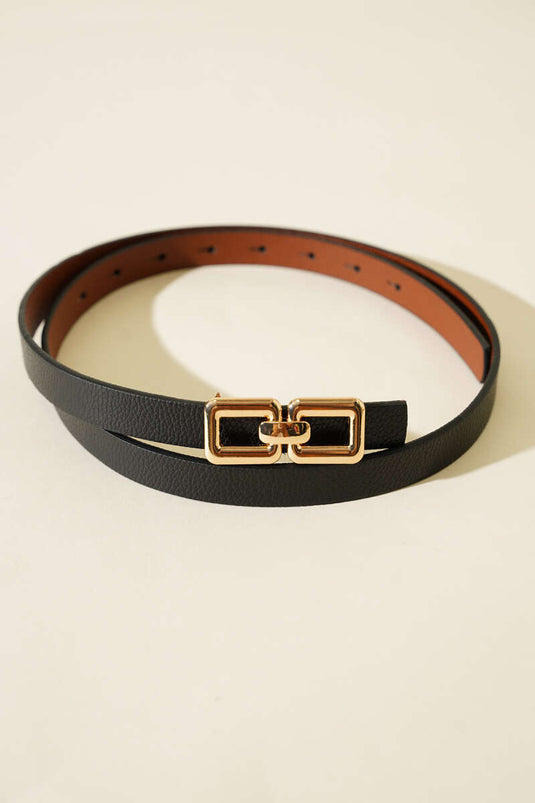 Ceinture noire à double boucle carrée