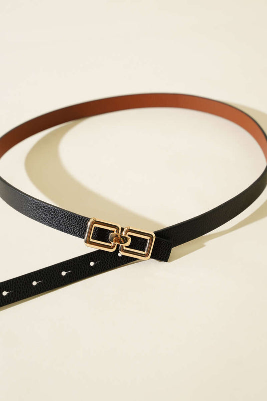 Ceinture noire à double boucle carrée