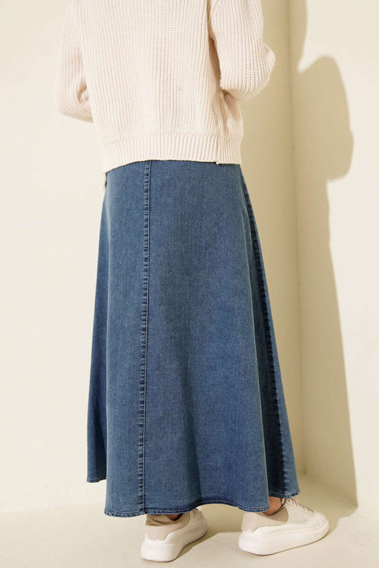 Jupe en jean à double ceinture Jupe en jean bleue
