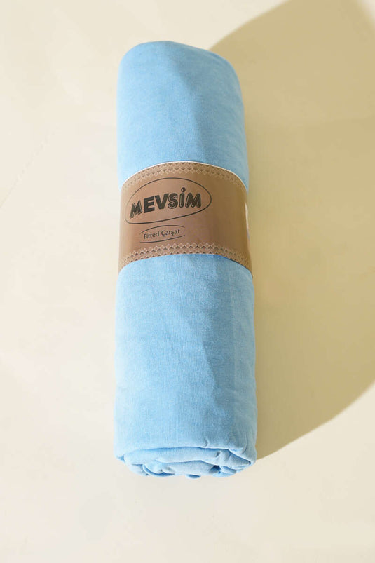 Drap-housse double en jersey, bleu