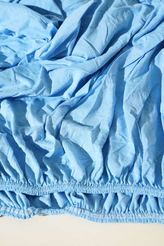 Drap-housse double en jersey, bleu