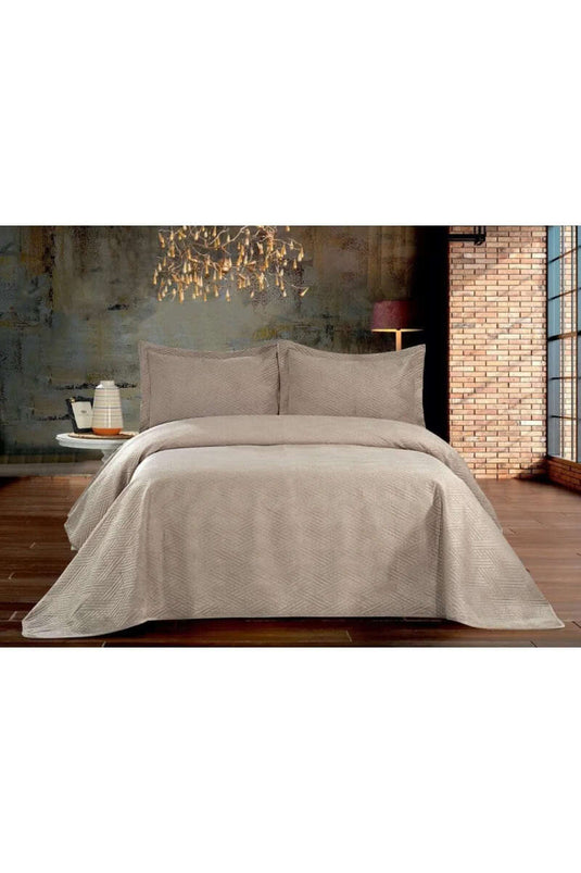 Couvre-lit double beige