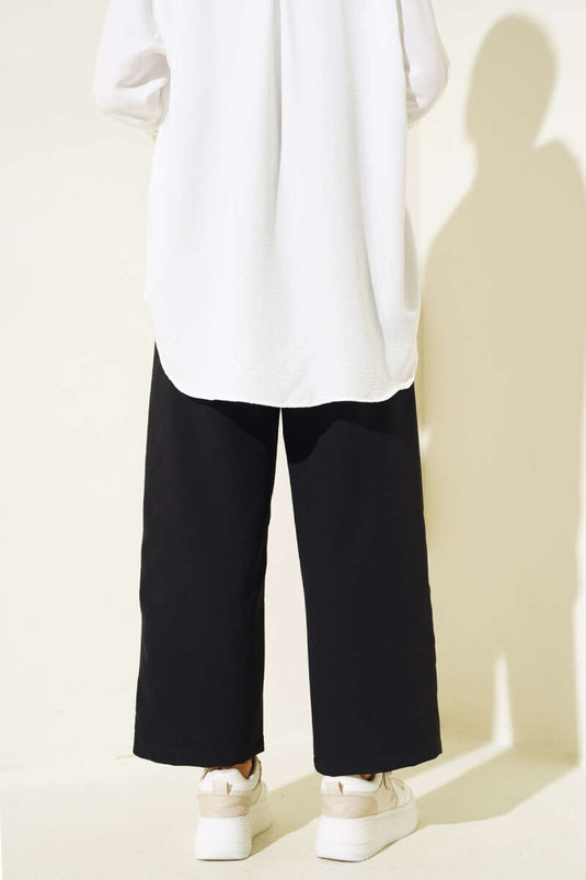 Pantalon Double Bouton Métal Noir