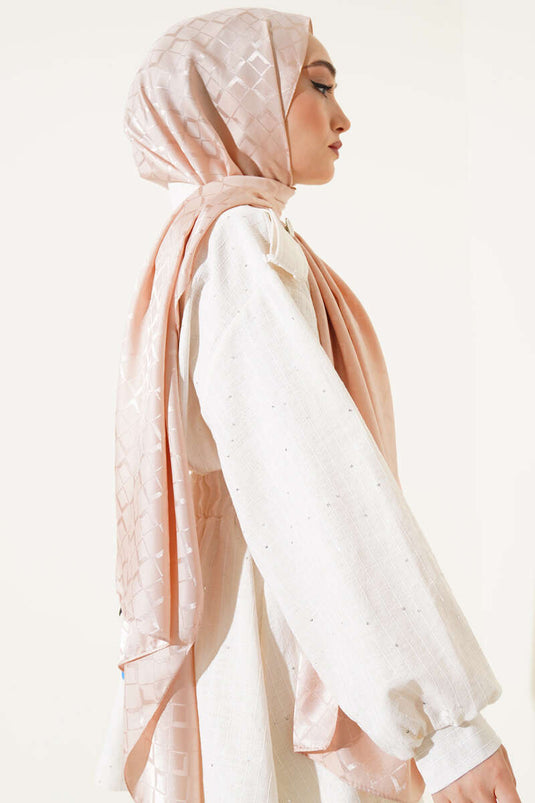 Châle jacquard double face couleur poudre