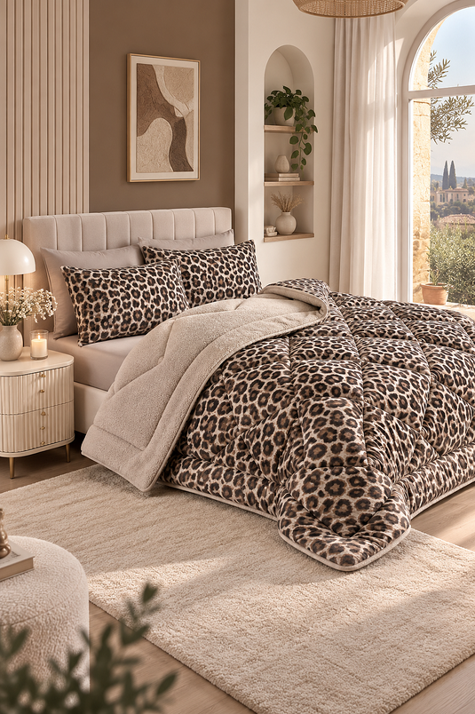 Wendbares Leoparden-Doppelbett-Set