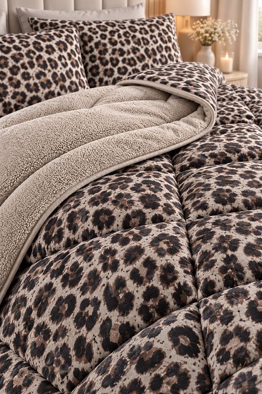 Wendbares Leoparden-Doppelbett-Set