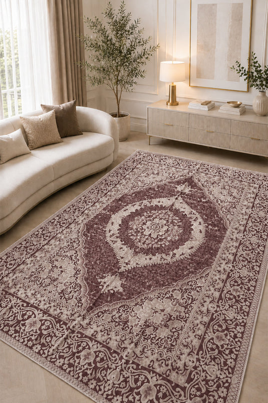 Beidseitig gemusterter Kilim in Bordeaux