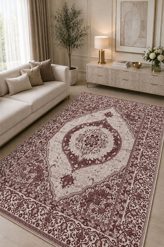 Beidseitig gemusterter Kilim in Bordeaux