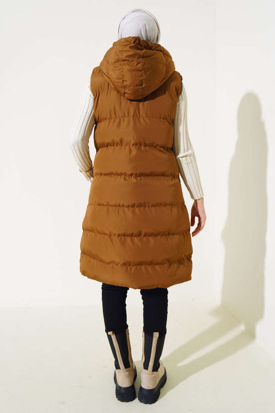 Gilet matelassé à fermeture éclair double face noir beige