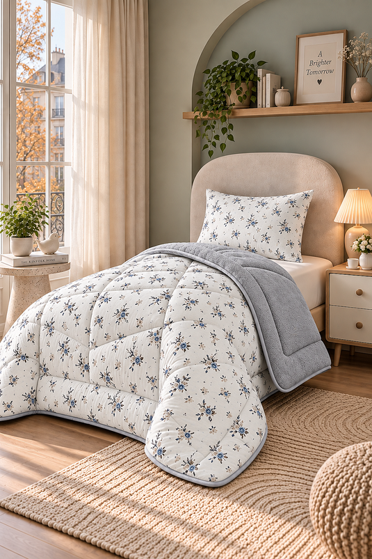 Ensemble De Couette Simple Double Face Écru