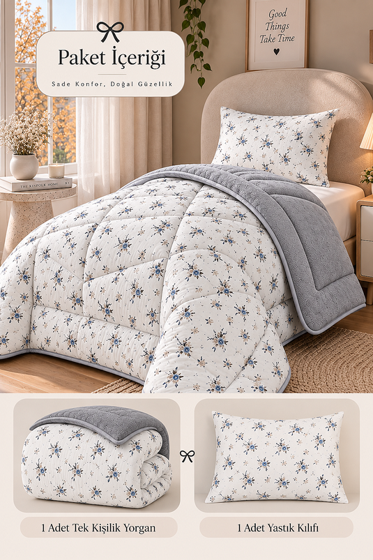 Ensemble De Couette Simple Double Face Écru