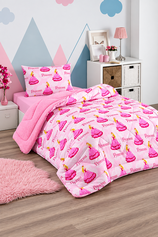 Set Piumino Singolo Doppio Lato Rosa