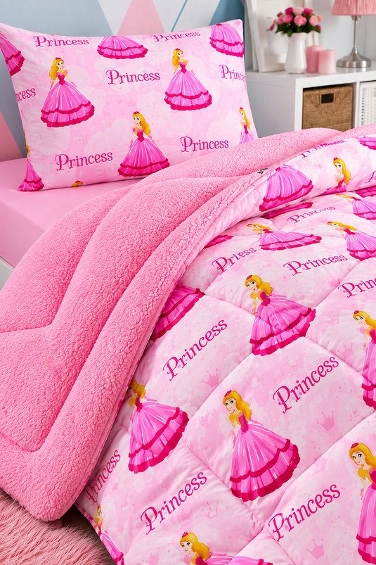 Set Piumino Singolo Doppio Lato Rosa