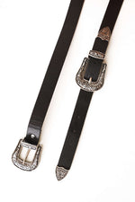 Ceinture À Deux Boucles À Motifs Noire