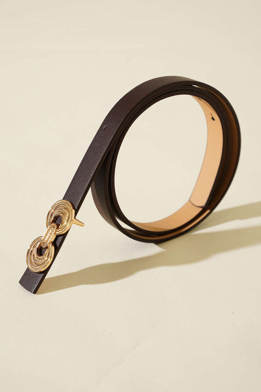 Ceinture à boucle double face marron