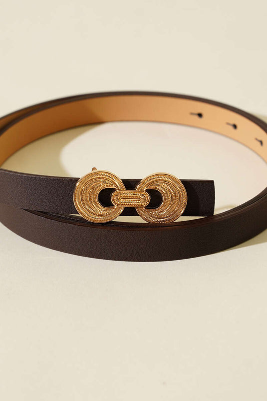 Ceinture à boucle double face marron