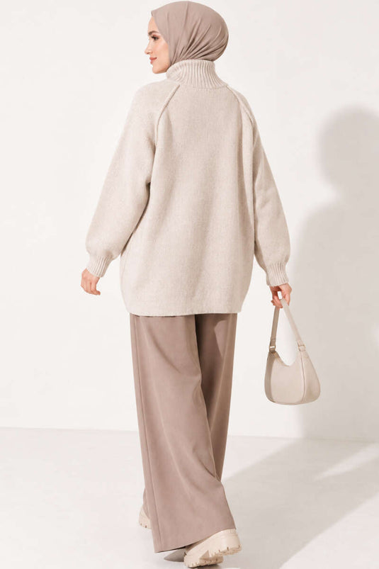 Gilet En Maille À Fermeture Éclair Réversible Beige