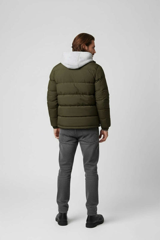 Çıkarılabilir Kapüşonlu Erkek Şişme Mont Haki