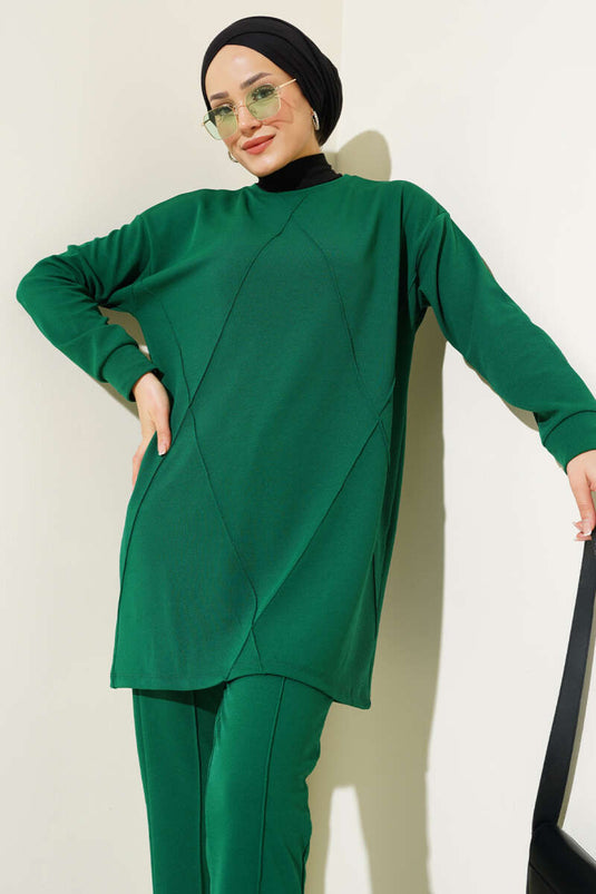 Costume Double à Motifs Çima Vert