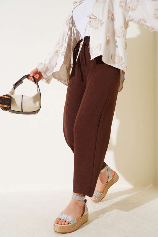 Chimali Waist-Tie Trousers, Coffee