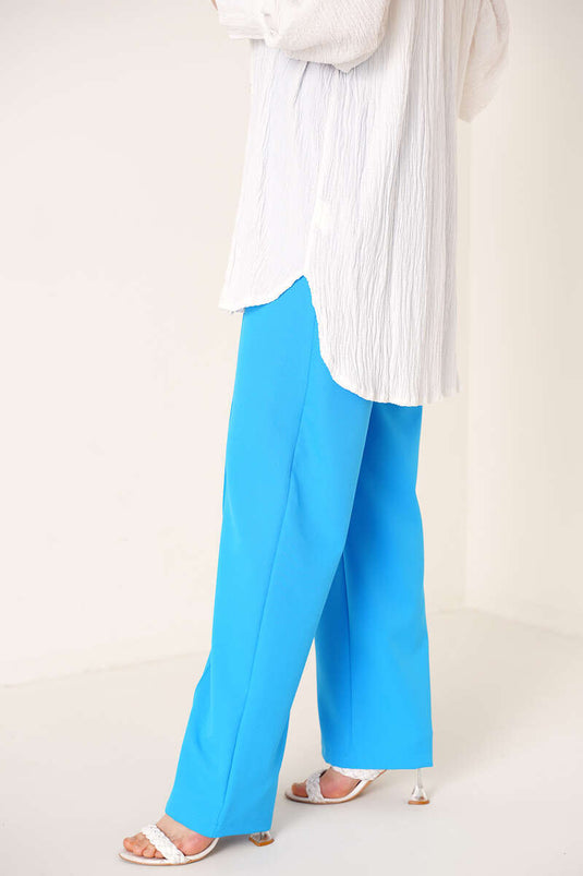 Blue Wide Leg Trousers