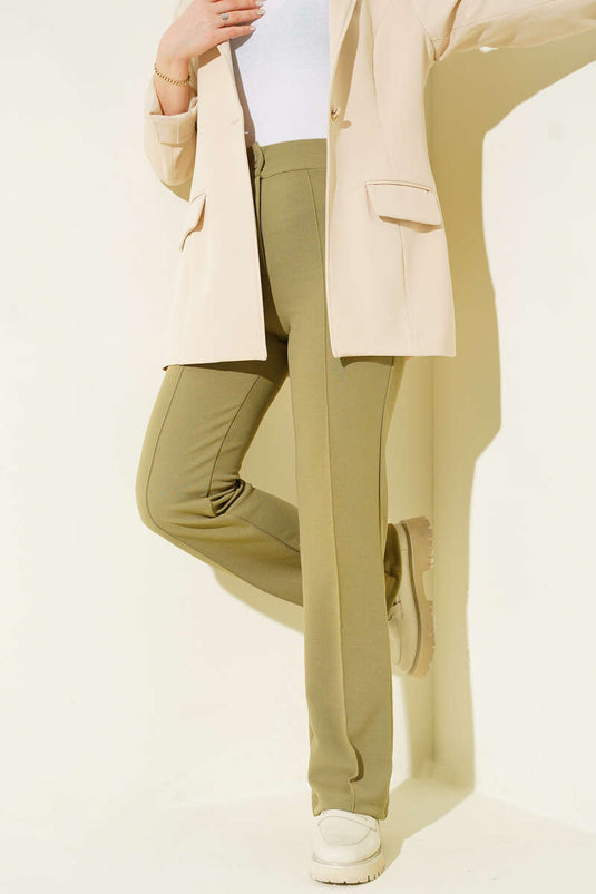 Pantalon à bas de jambe zippé vert pistache