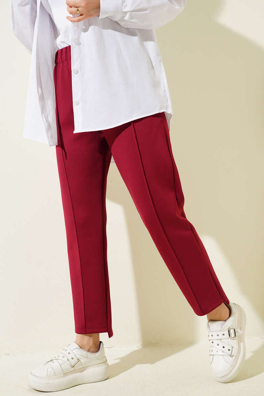 Burgundy Fitted Scuba Pants