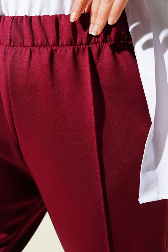 Burgundy Fitted Scuba Pants