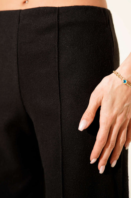 Chimali Wide Leg Cashmere Trousers Black