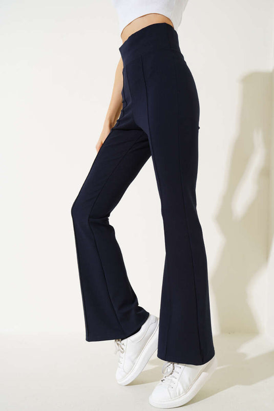 Pantalon évasé à pattes d'éléphant bleu marine