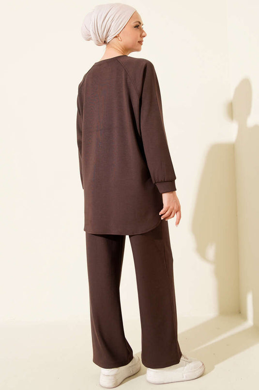 طقم لوشة بيضاوي مزدوج تشيمالي بني