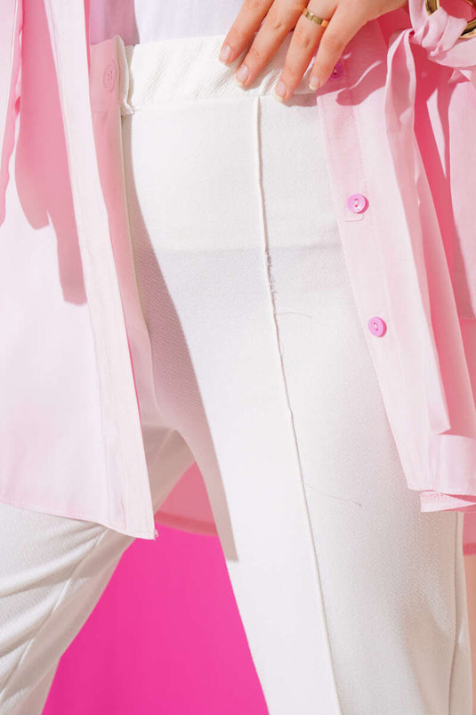 Çımalı Palazzo Pantolon Beyaz