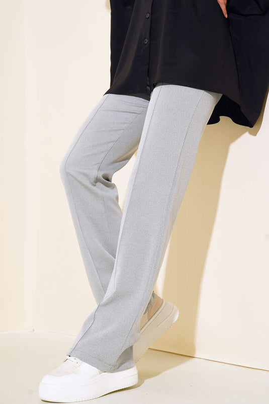 Pantalon Rayé Gris