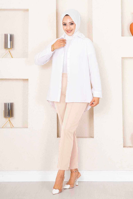 Beige Chiffon Modest Pants