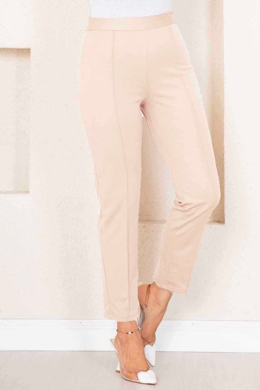 Beige Chiffon Modest Pants