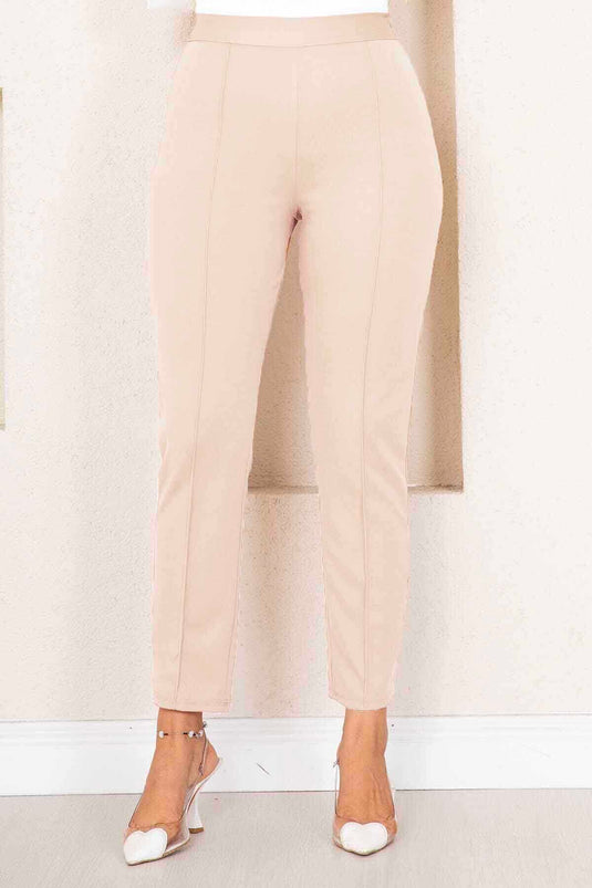 Beige Chiffon Modest Pants