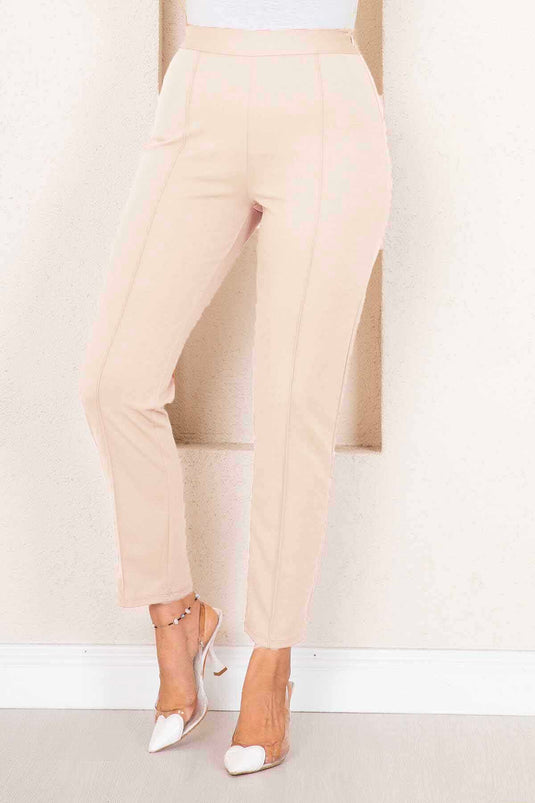 Beige Chiffon Modest Pants