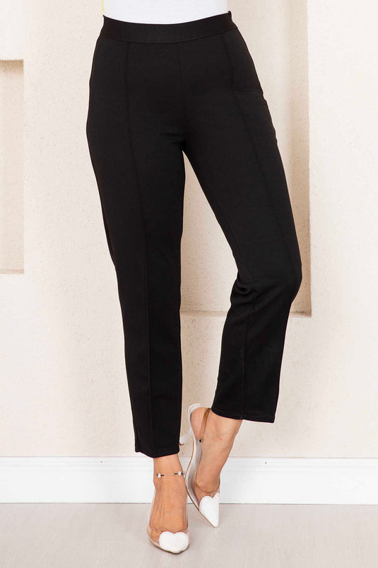 Black Çımalı Modest Pants