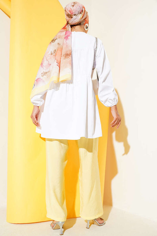 Chemise blanche à boutons et nœud Gypsy Stone