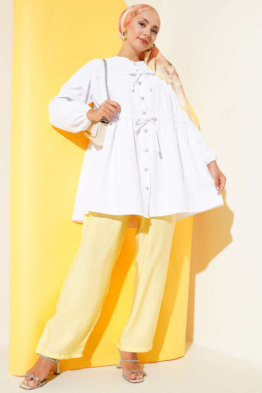 Chemise blanche à boutons et nœud Gypsy Stone