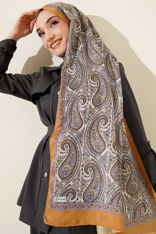 Çini Paisley Desen Şal Camel