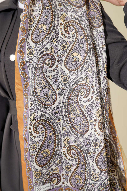 Çini Paisley Desen Şal Camel
