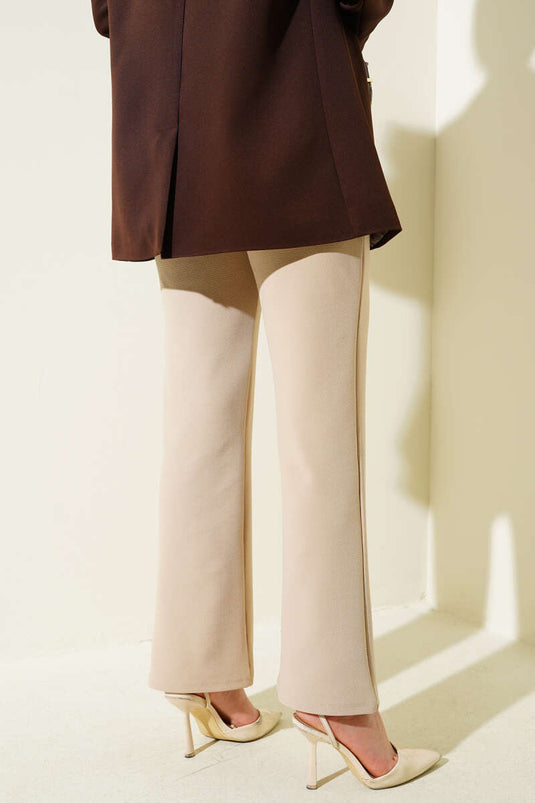 Velcro Single Pleated Trousers Beige