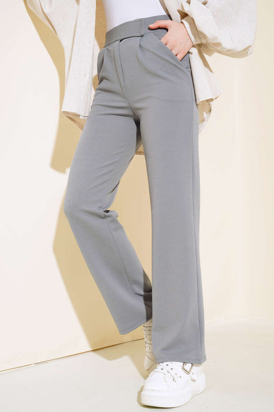 Velcro Single Pleat Pants Gray